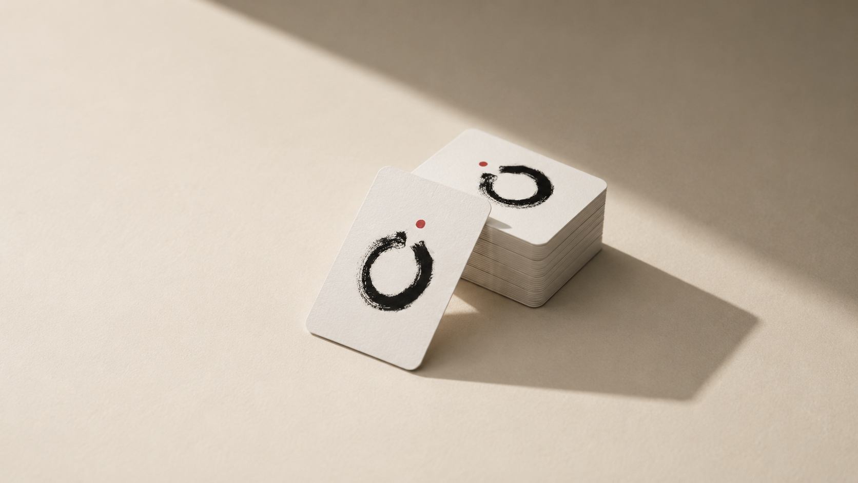 Kokū meditation card deck with hand-painted sumi-e enso symbol