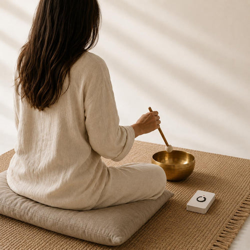 Meditation card deck used in a sound bath practice
